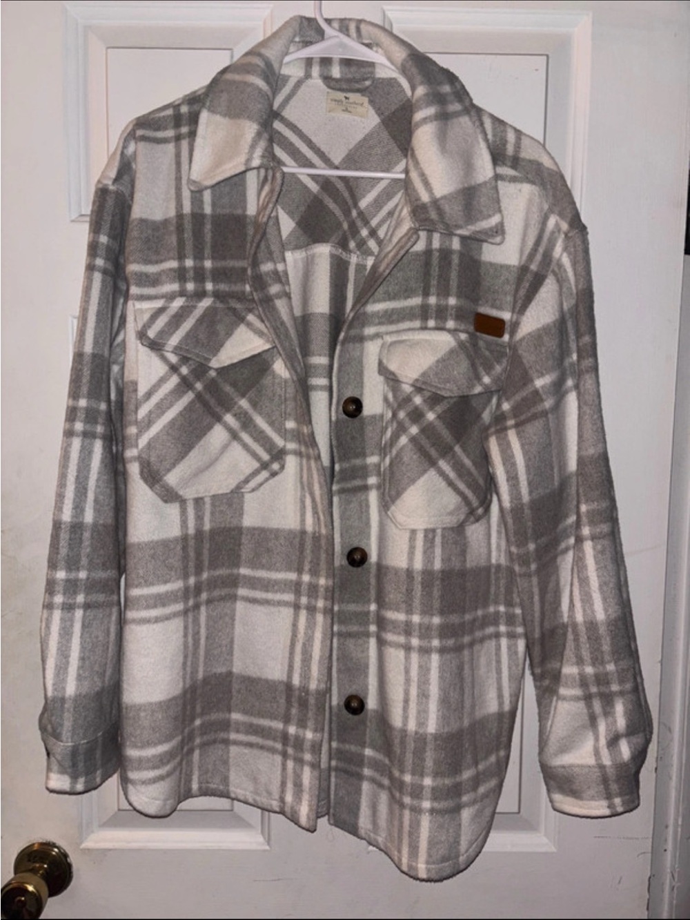 Women’s Simply Southern Gray and White Plaid Shacket